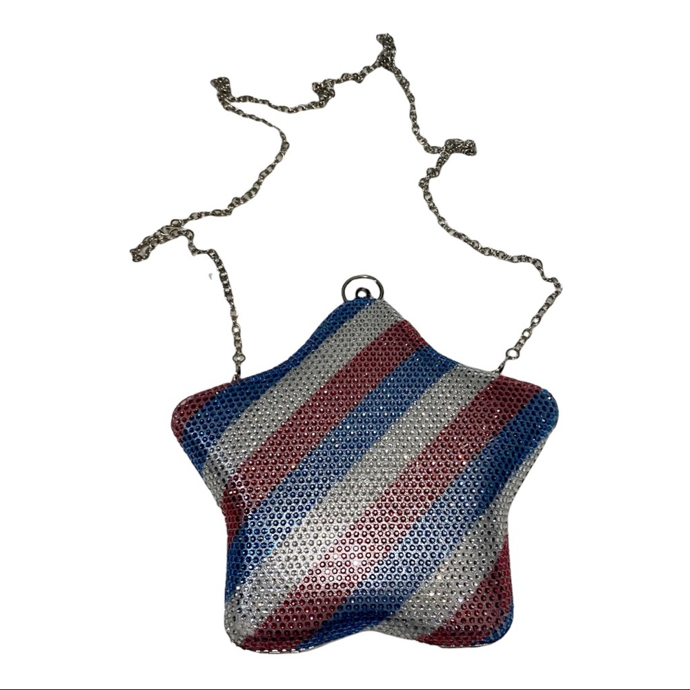 Alessia Rhinestone Red White and Blue Star Clutch